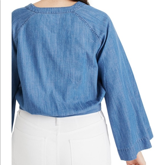 NWT Madewell Denim Bell-Sleeve Wrap Top Size M - Picture 6 of 13